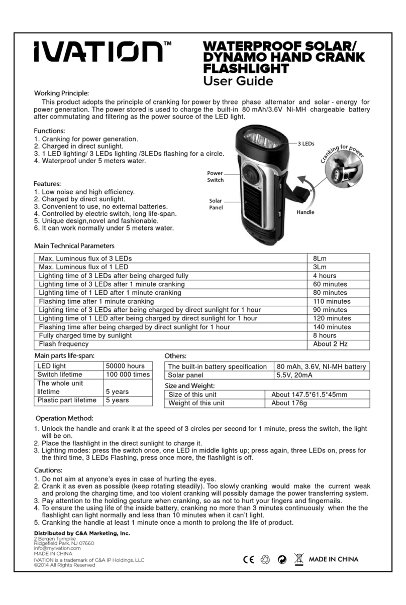 Ivation Waterproof Solar-Dynamo hand crank... User manual