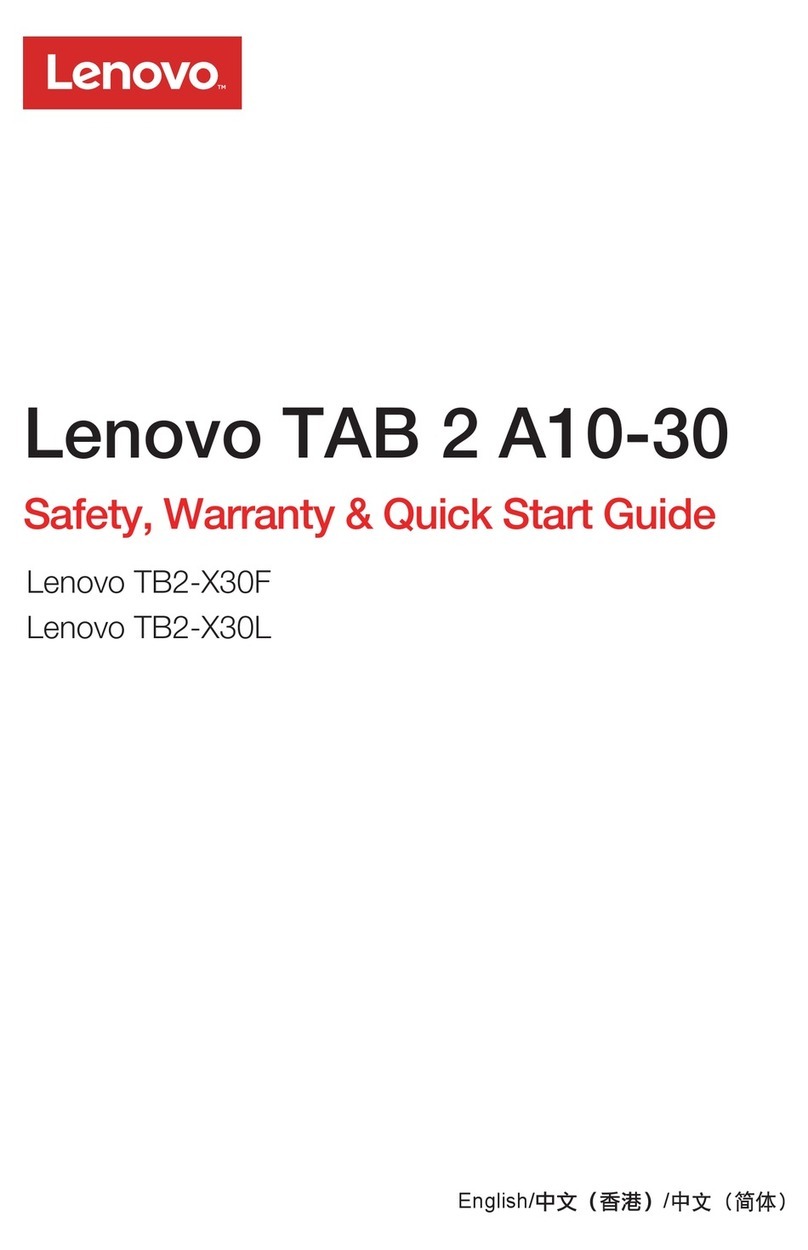 Lenovo TAB 2 A10-30 Safety, warranty & quick start guide