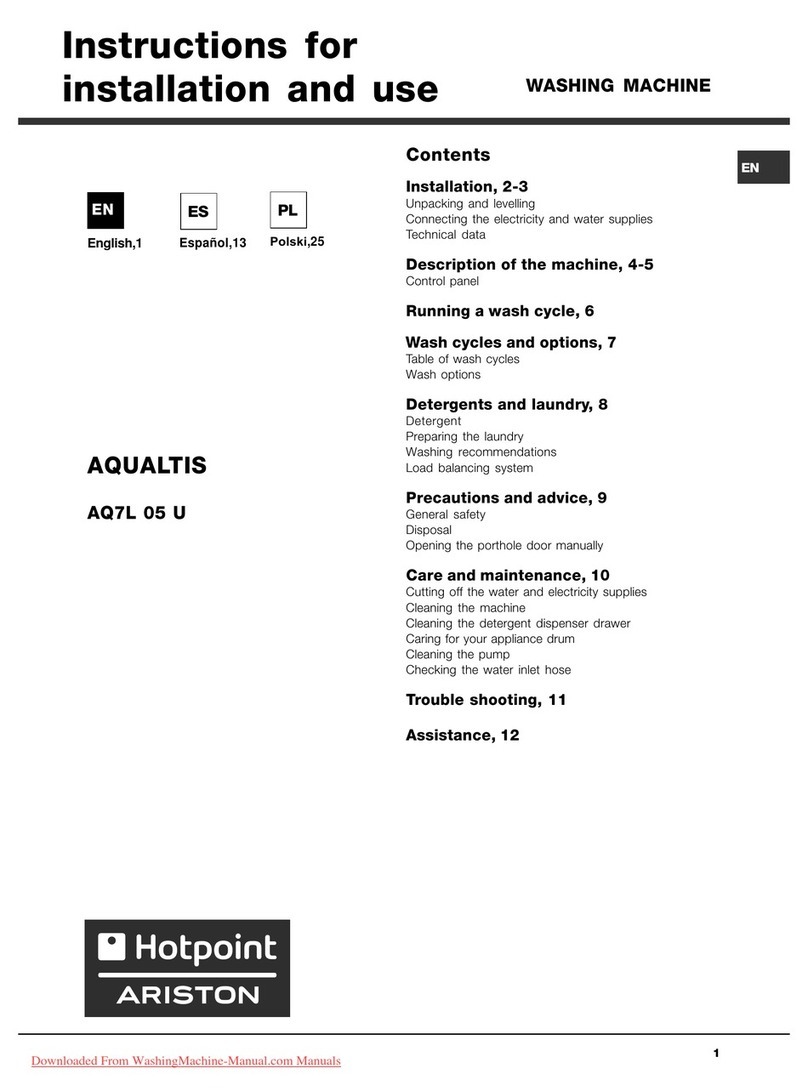 Hotpoint Ariston AQ7L 05 U Instructions for installation and use Hotpoint Ariston AQ7L 05 U Instructions for installation and use