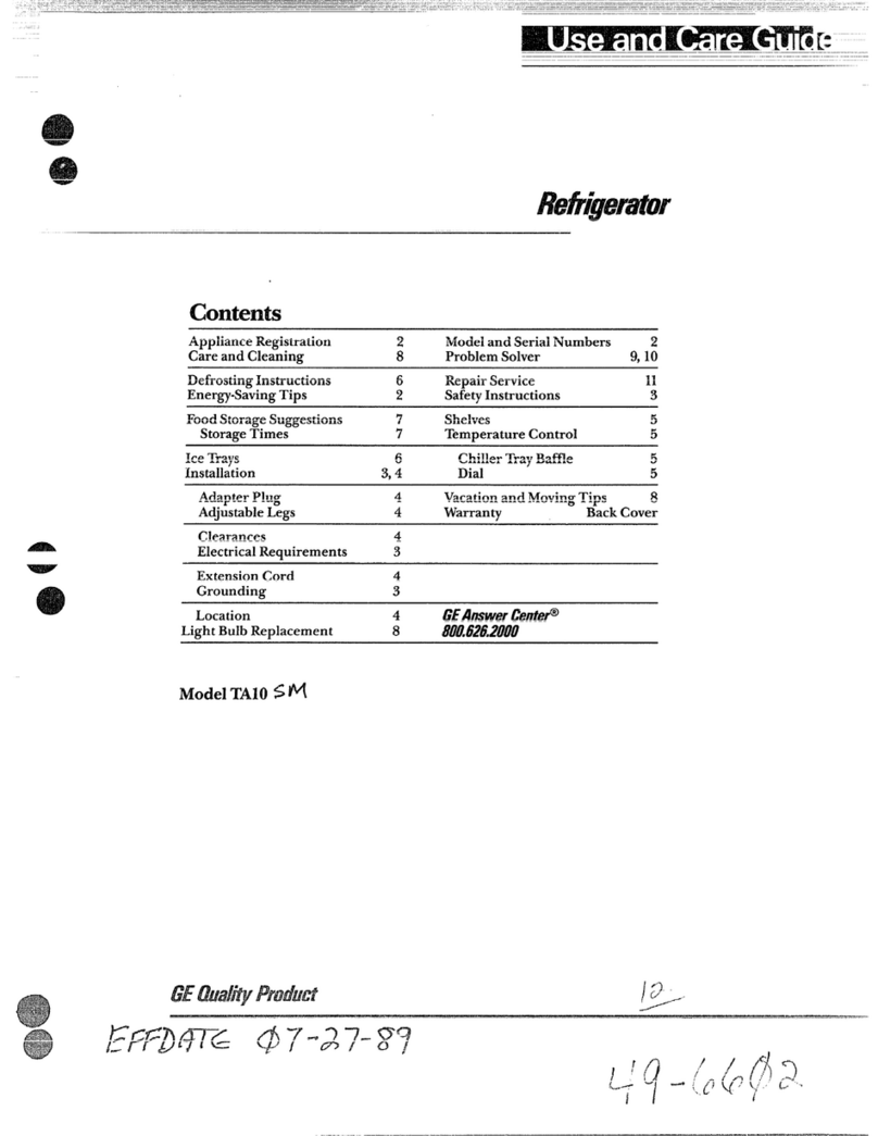 GE TA10 Use and care guide