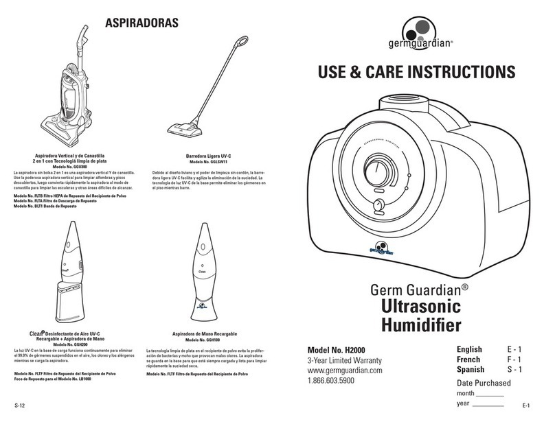 Germguardian H2000 Quick reference guide