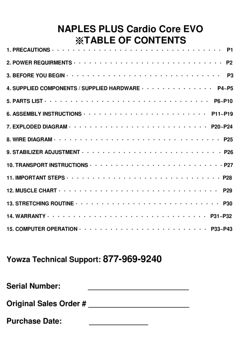 Yowza naples plus cardio core evo user manual