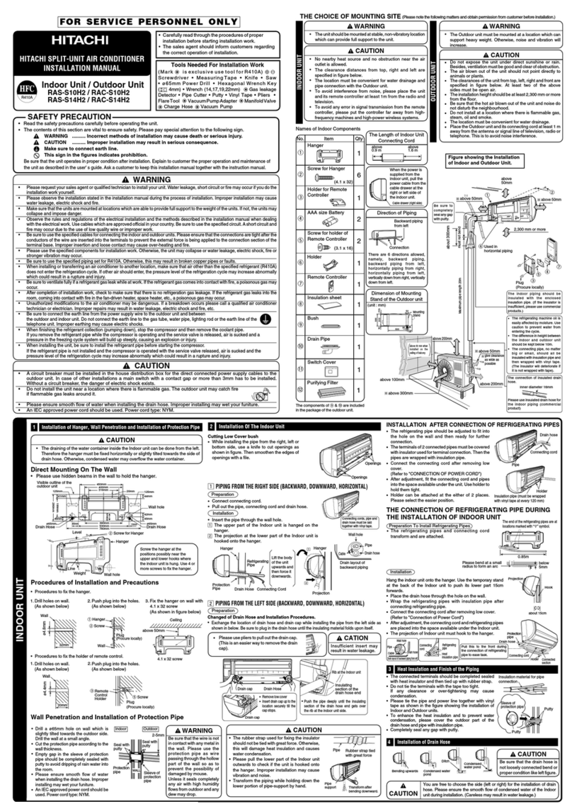 Hitachi RAS-S10H2 User manual
