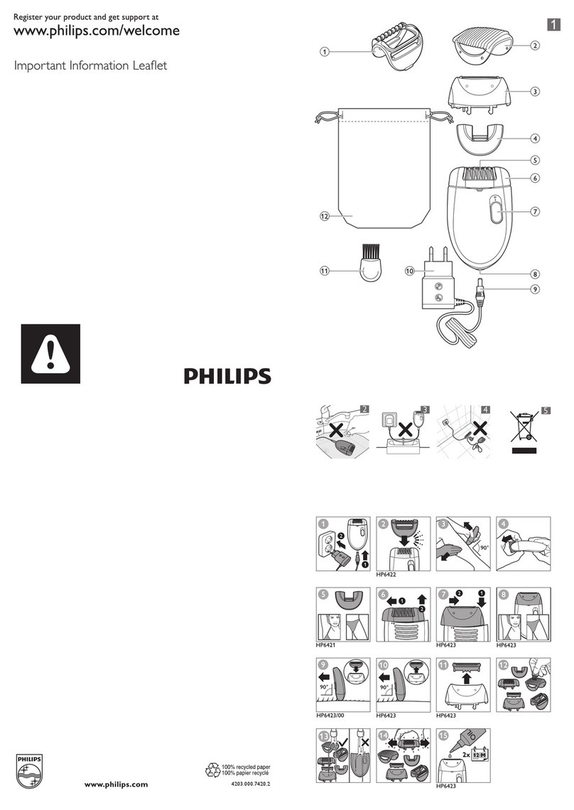 Philips HP6422 Important information leaflet