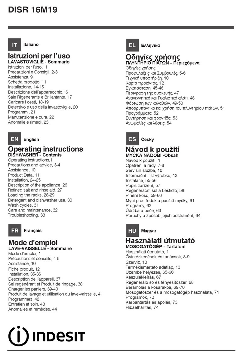 Indesit DISR 16M19 operating instructions