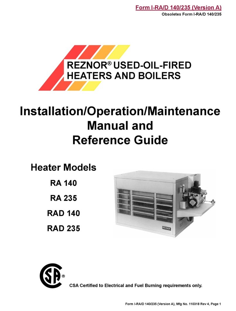 Reznor RA 140 Installation/operation/maintenance manual and reference guide