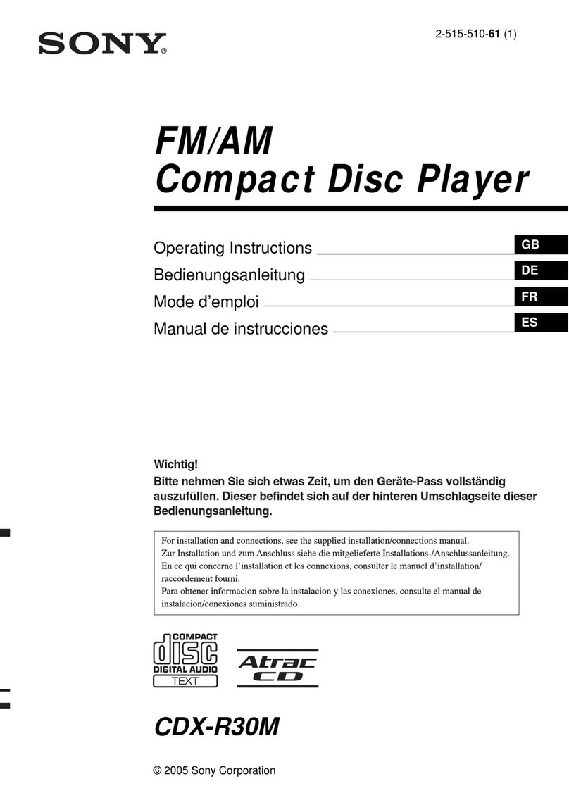 Sony CDX-R30M - Fm/am Compact Disc Player User manual Sony CDX-R30M - Fm/am Compact Disc Player User manual