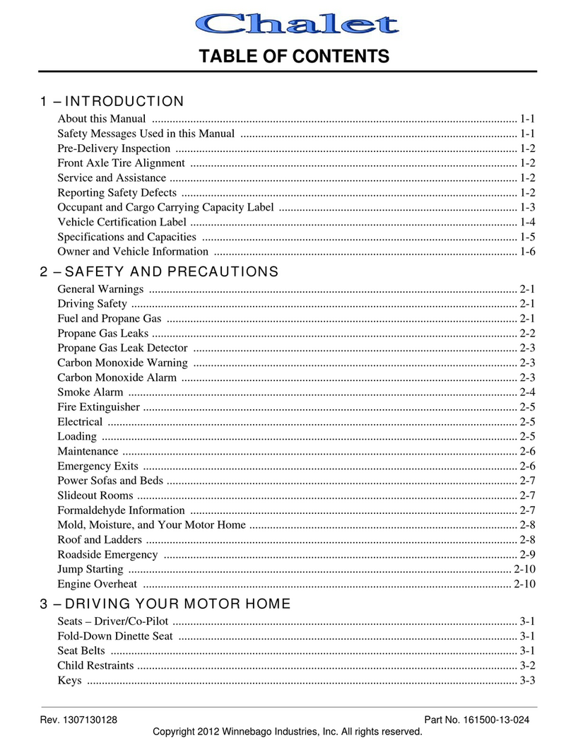 Winnebago Chalet 22BR User manual