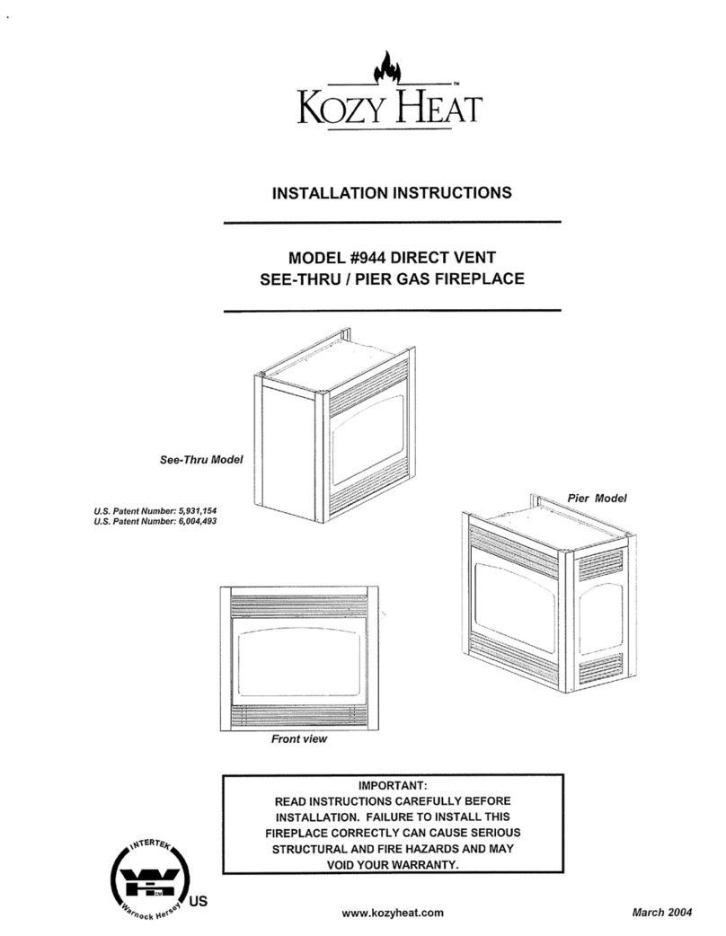 kozy heat 944 SEE-THRU installation instructions