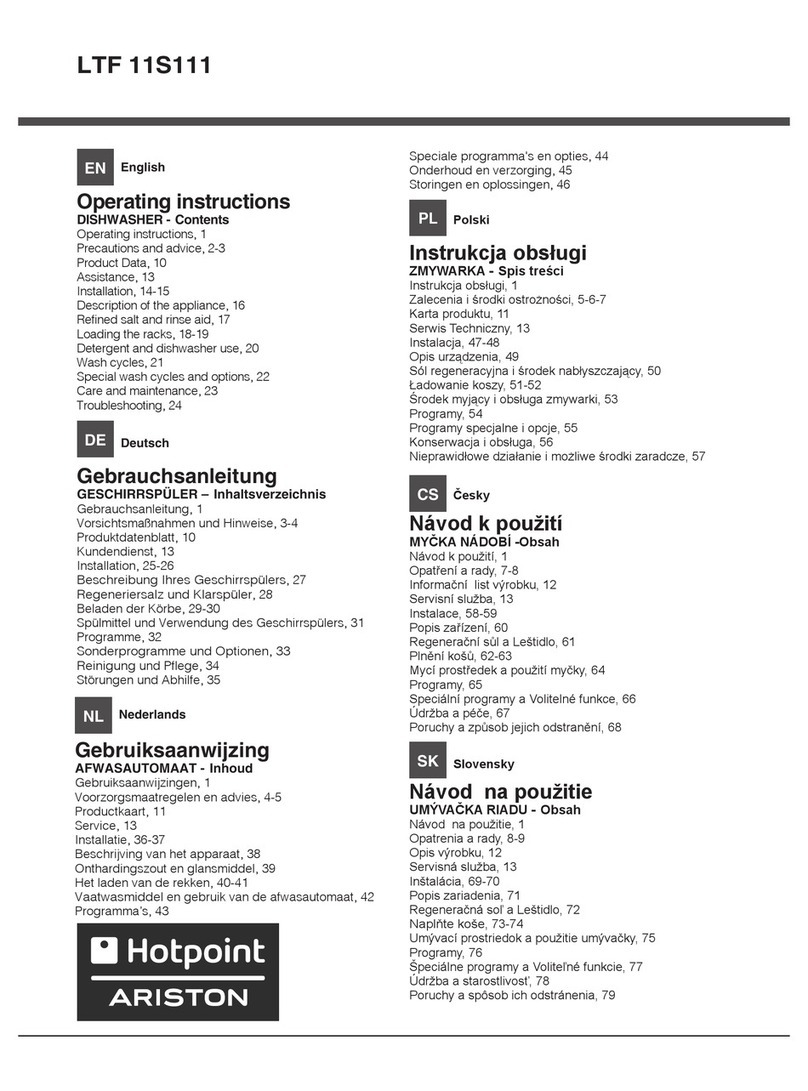 Hotpoint Ariston LTF 11S111 operating instructions