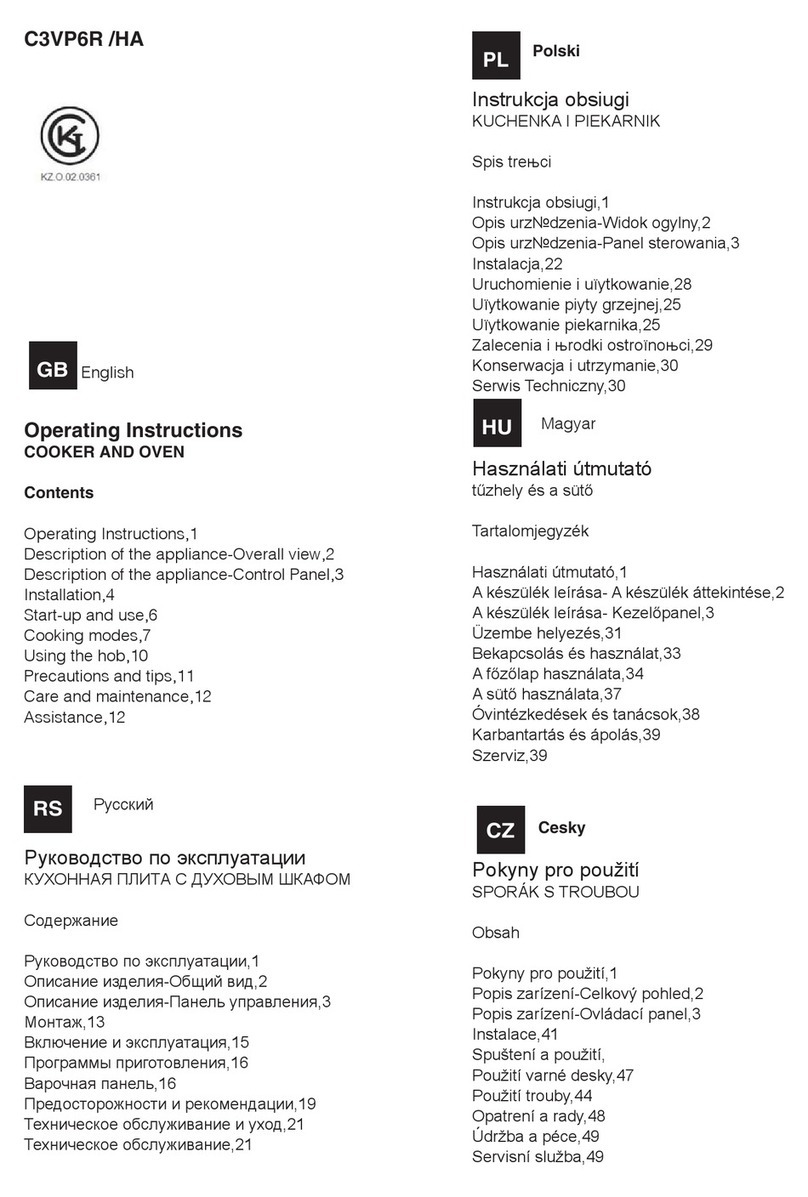 Hotpoint Ariston C3VP6R /HA operating instructions
