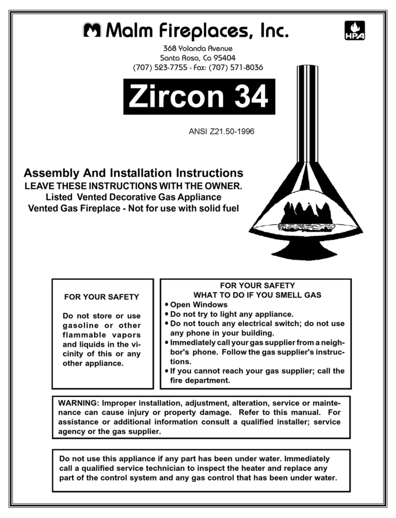 Malm Fireplaces ZIRCON 34 Assembly and installation instructions