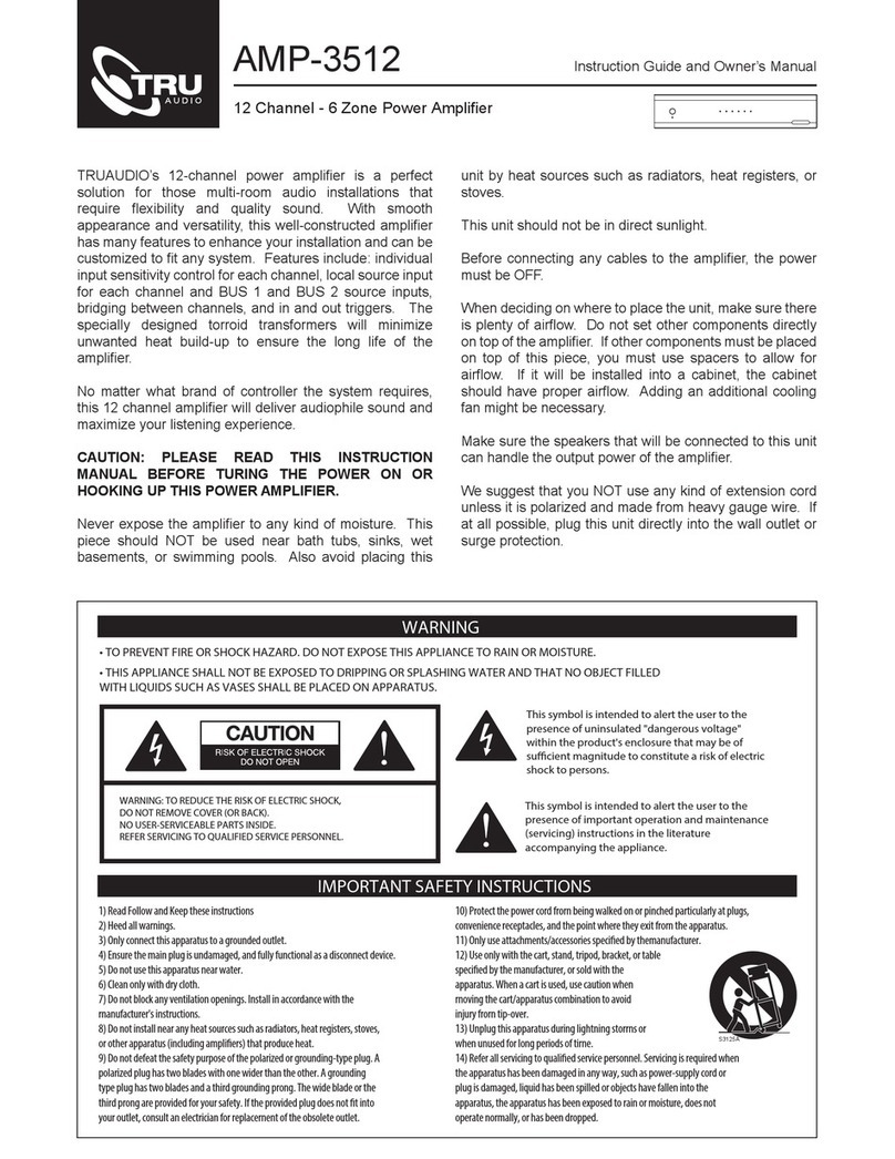 TRU Audio AMP-3512 Instruction guide and owner's manual