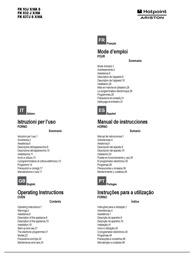 Hotpoint Ariston FK 93J X/HA S operating instructions
