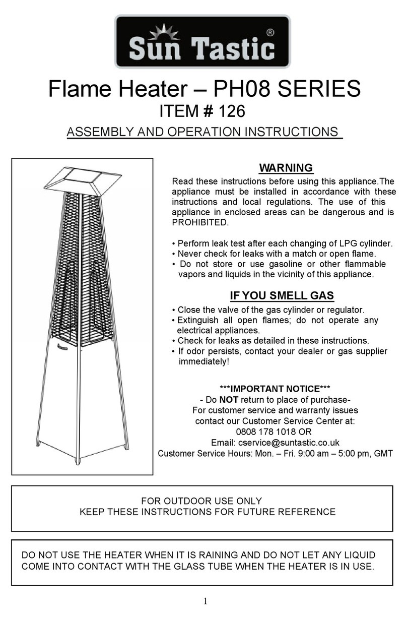 Sun Tastic PH08 series Assembly and operation instructions