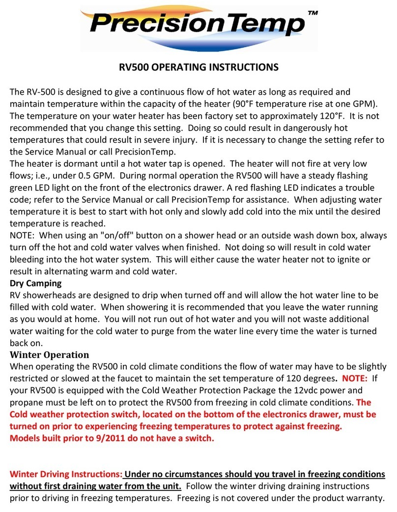 PrecisionTemp RV-500 operating instructions