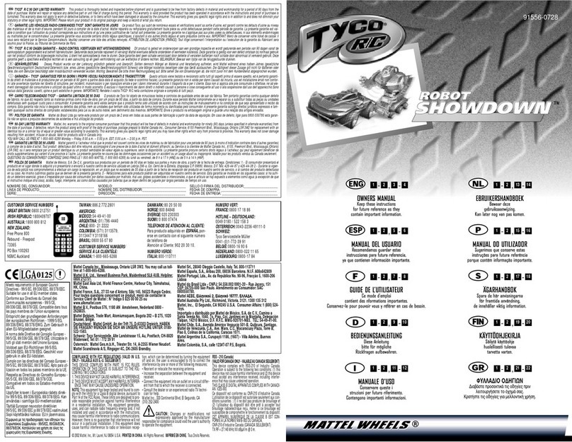 Tyco 91556 Robot Showdown owner's manual