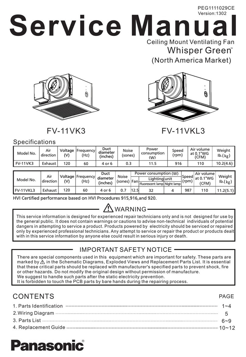 Panasonic Whisper Green FV-11VK3 User manual