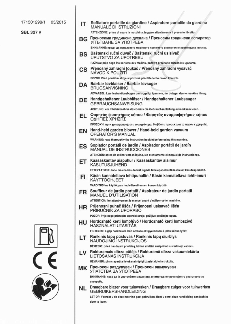 GGP ITALY SBL 327 V Operator's manual