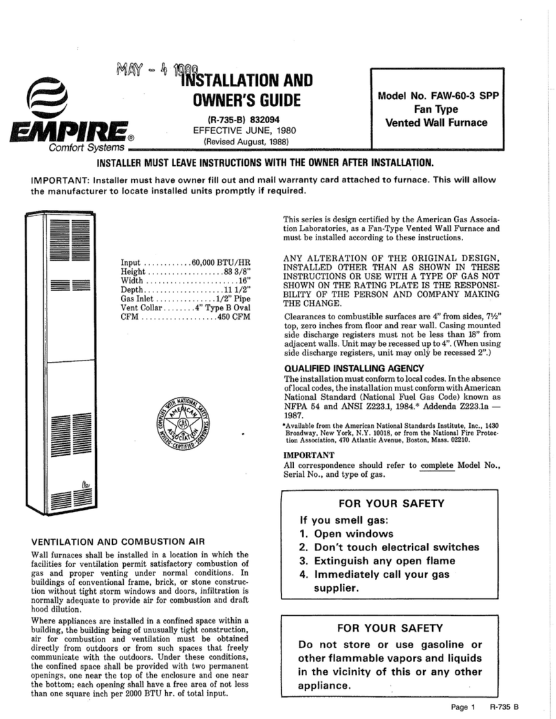 Empire Comfort Systems FAW-60-3 SPP Installation and owner's guide