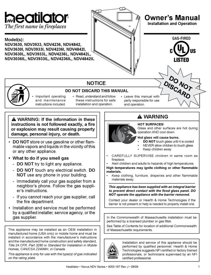 Heatilator Novus NDV3630 owner's manual