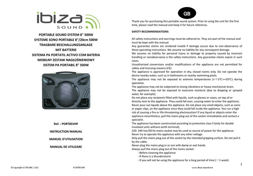 Ibiza sound PORT85VHF User manual