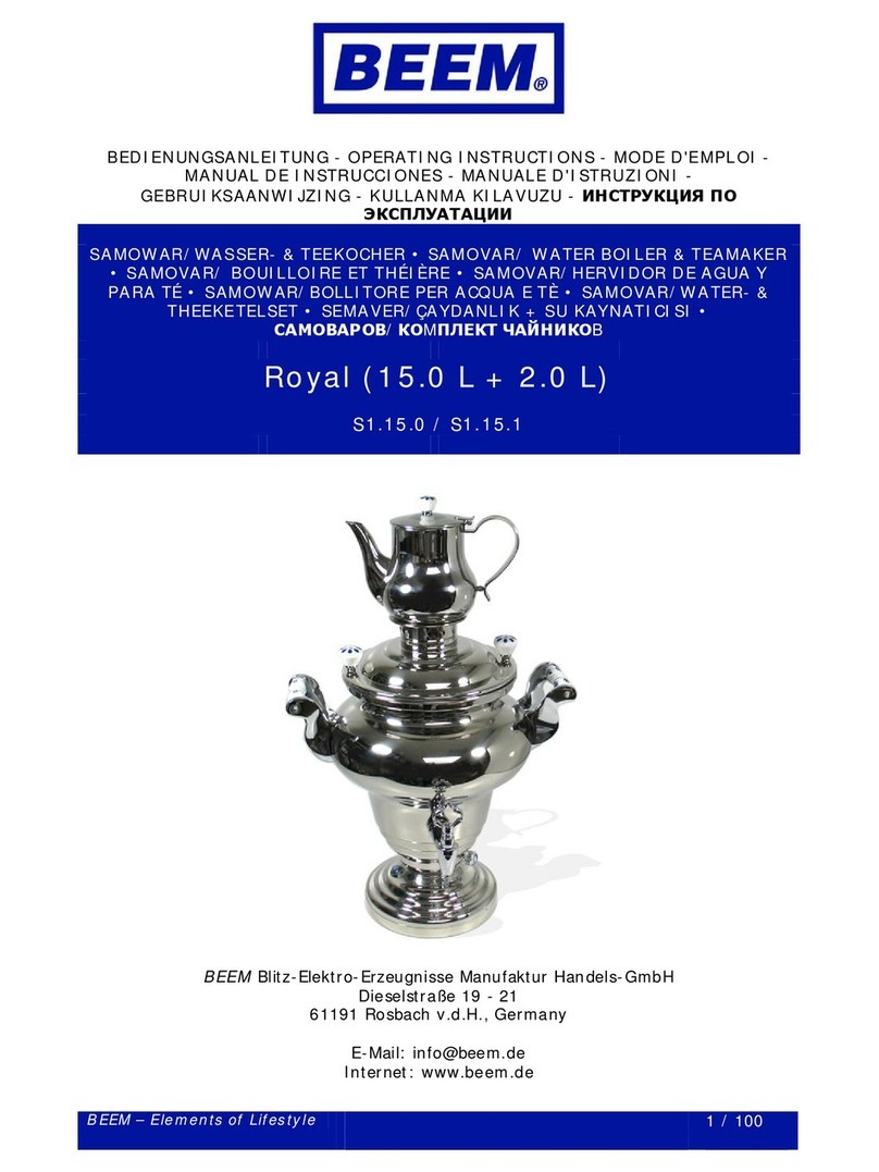 Beem Royal(15.0 L + 2.0 L) operating instructions Beem Royal(15.0 L + 2.0 L) operating instructions
