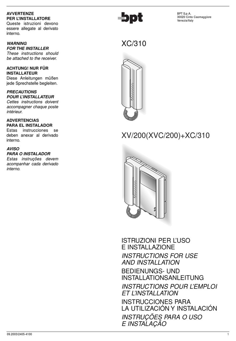 Bpt XC/310 Operation manual