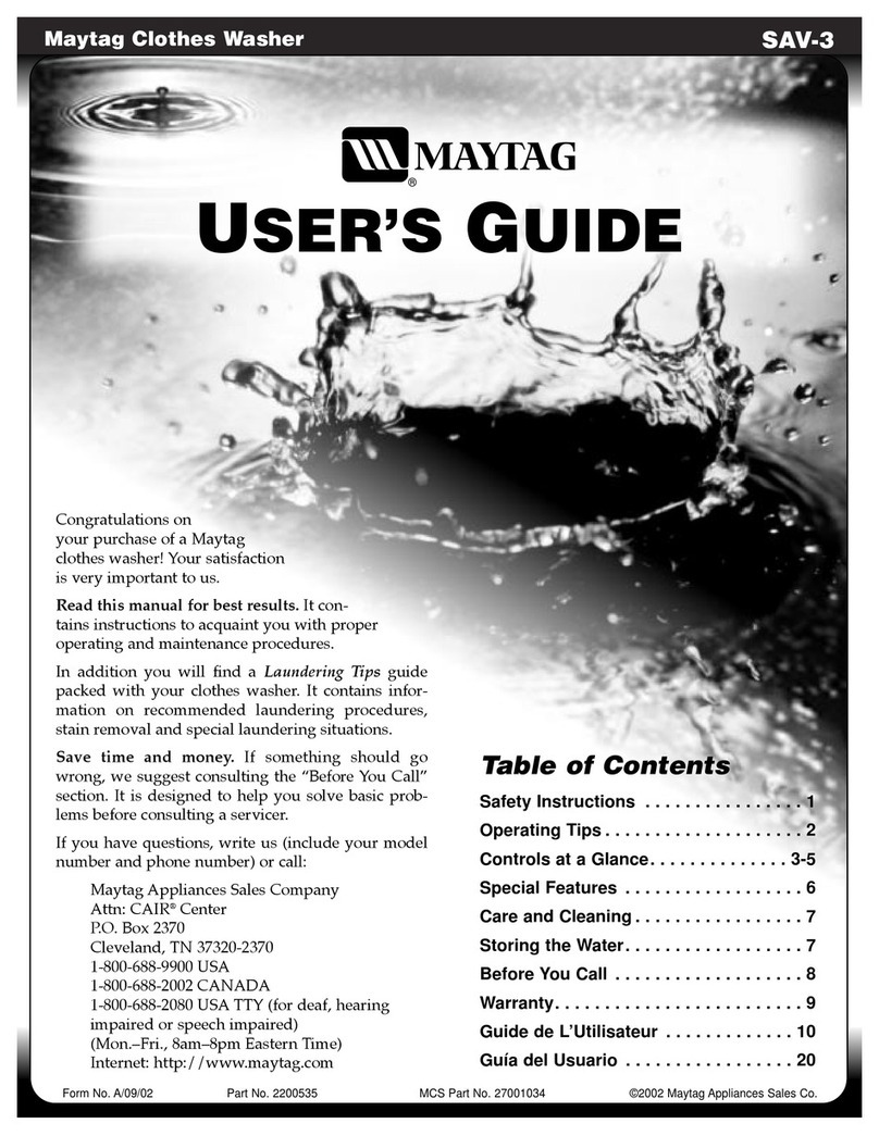 Maytag SAV-3 user guide