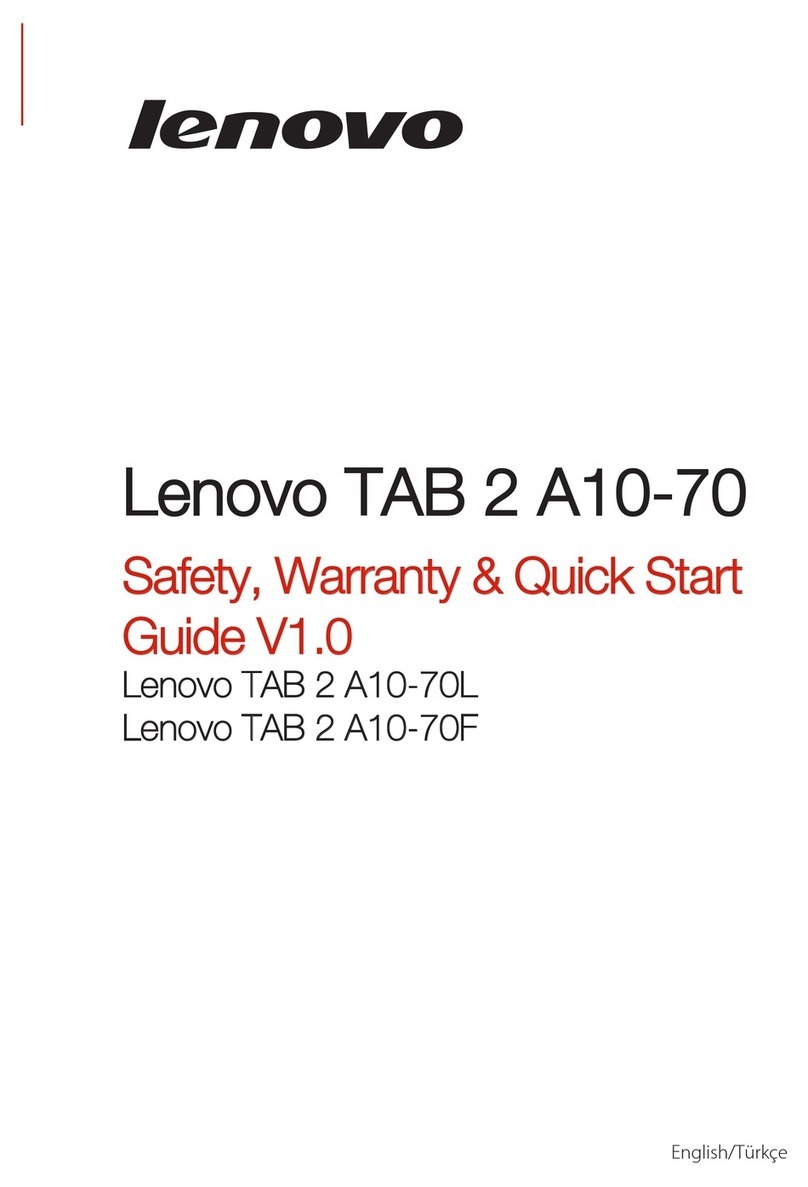 Lenovo TAB 2 A10-70L Safety, warranty & quick start guide