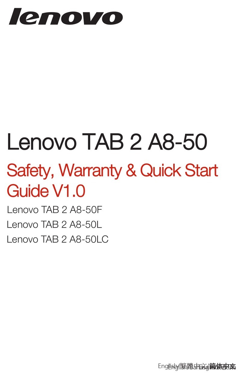 Lenovo TAB 2 A8-50F Safety, warranty & quick start guide