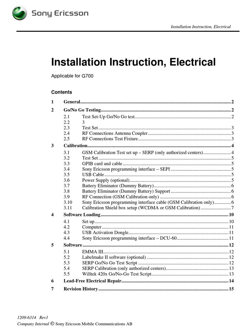 Sony Ericsson G700 Installation instruction, electrical