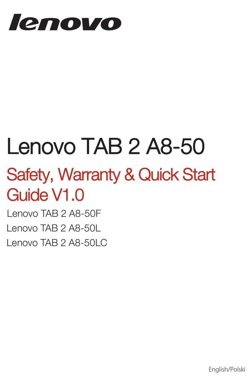 Lenovo TAB 2 A8-50F Safety, warranty & quick start guide Lenovo TAB 2 A8-50F Safety, warranty & quick start guide