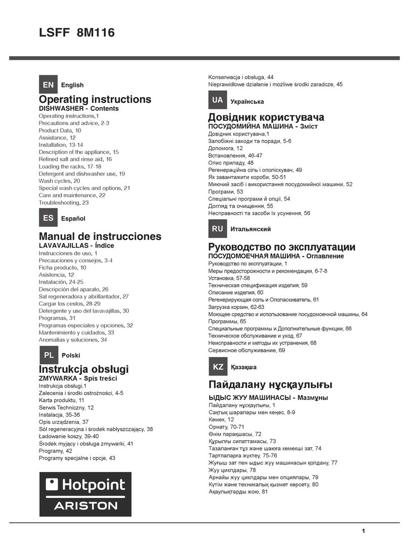 Hotpoint Ariston LSFF 8M116 operating instructions