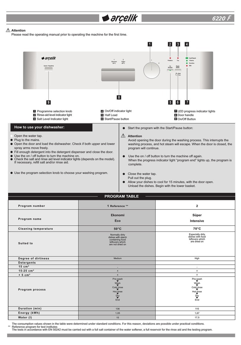 arcelik 6220F operating manual