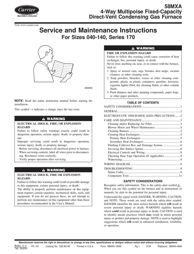 Carrier GAS FURNACE 58MXA Service and maintenance instructions