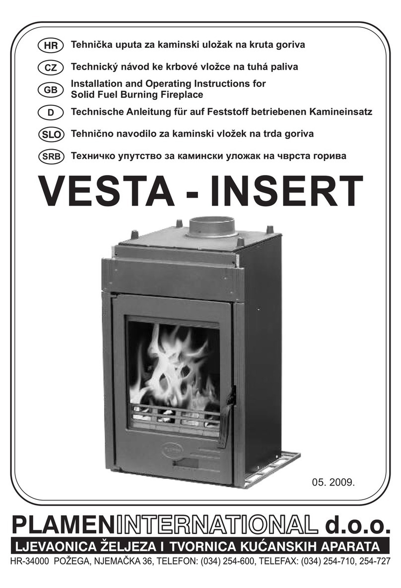Plamen International Vesta Installation and operating instructions