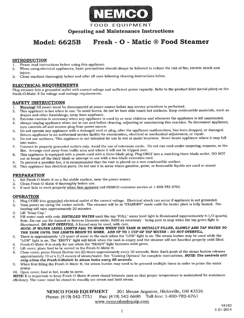 Nemco 6625B Operating and maintenance instructions