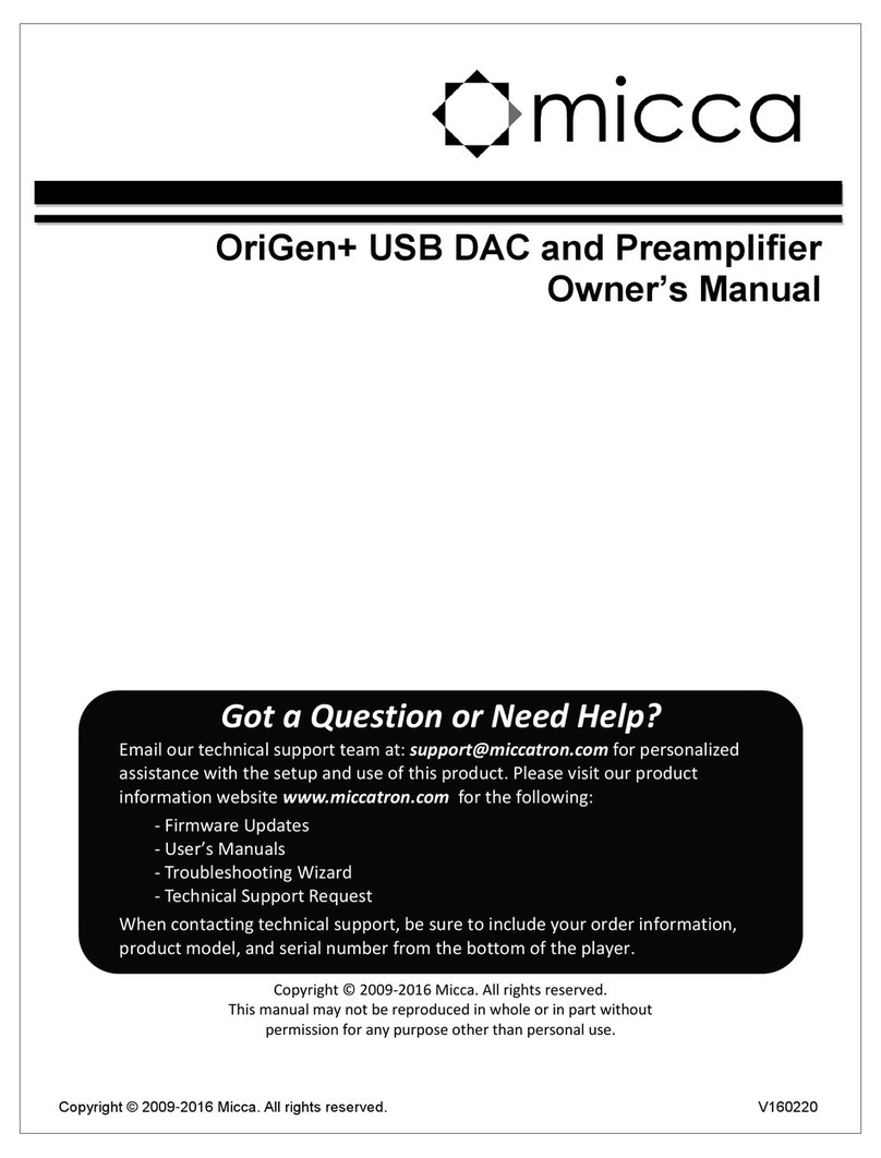 Micca origen+ owner's manual