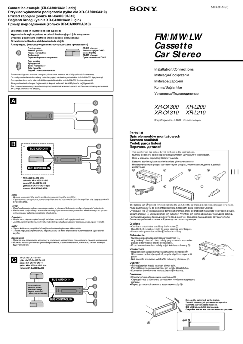 Sony XR-CA300 - Fm-am Cassette Car Stereo Installation/connections