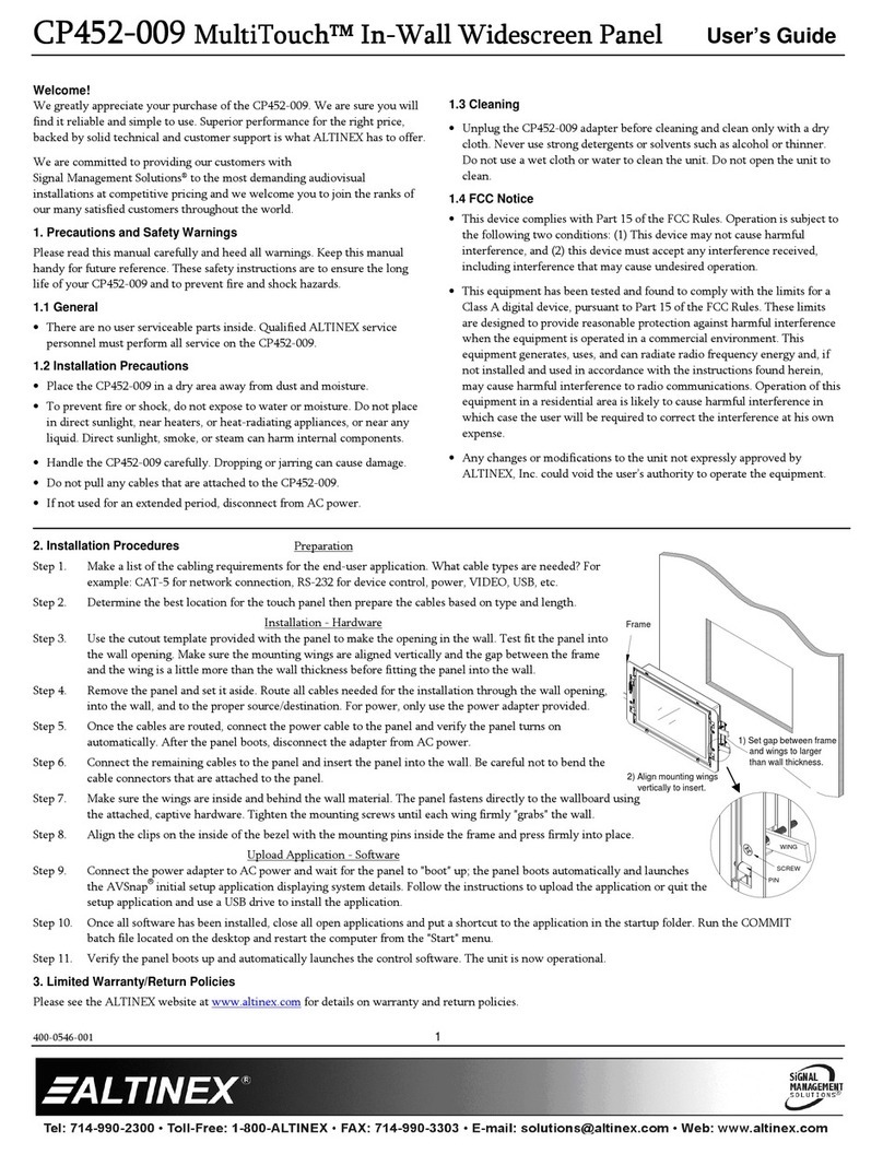 Altinex CP452-009 MultiTouch user guide
