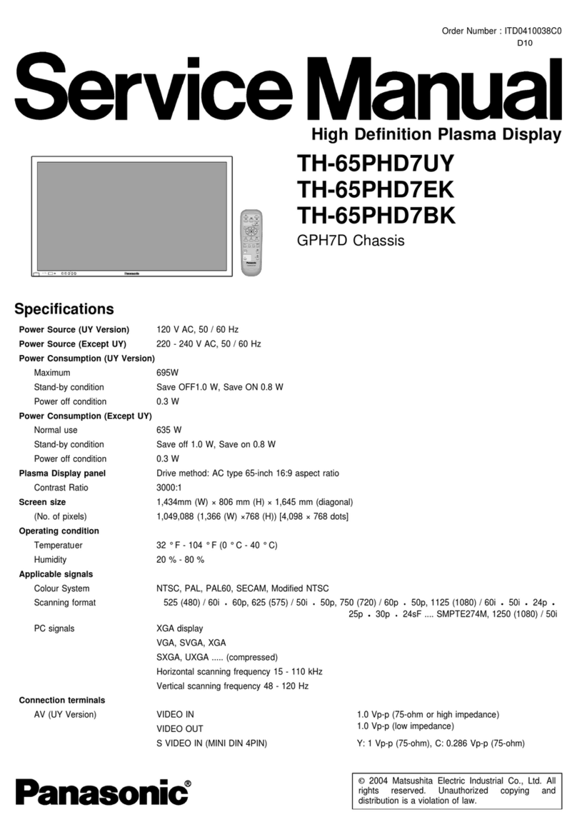 Panasonic TH65PHD7UY - 65" PLASMA User manual