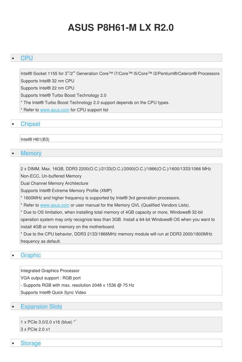 Asus P8H61-M LX PLUS R2.0 User manual