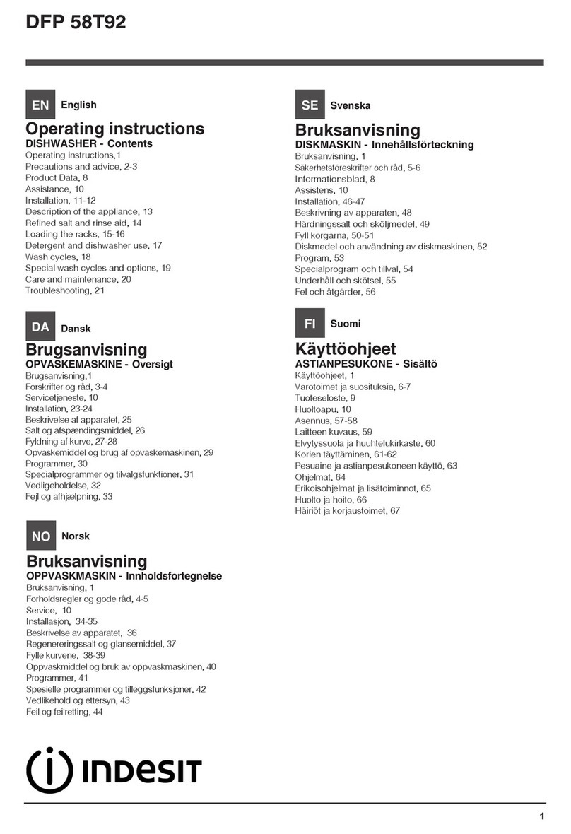 Indesit DFP 58T92 operating instructions