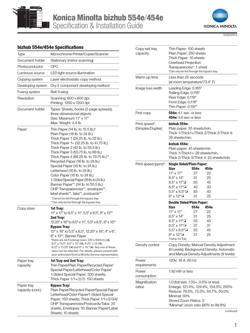 Konica Minolta bizhub 554E Specification & installation guide