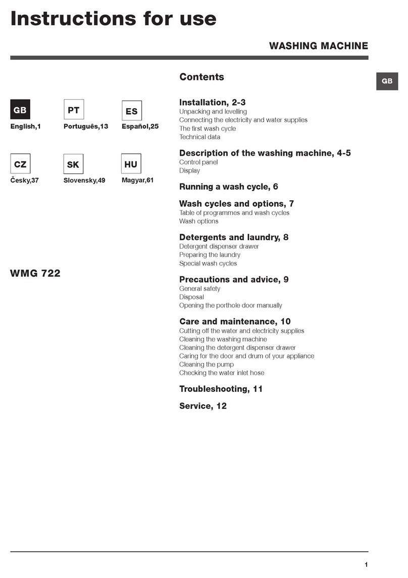 Hotpoint WMG 722 Instructions for use