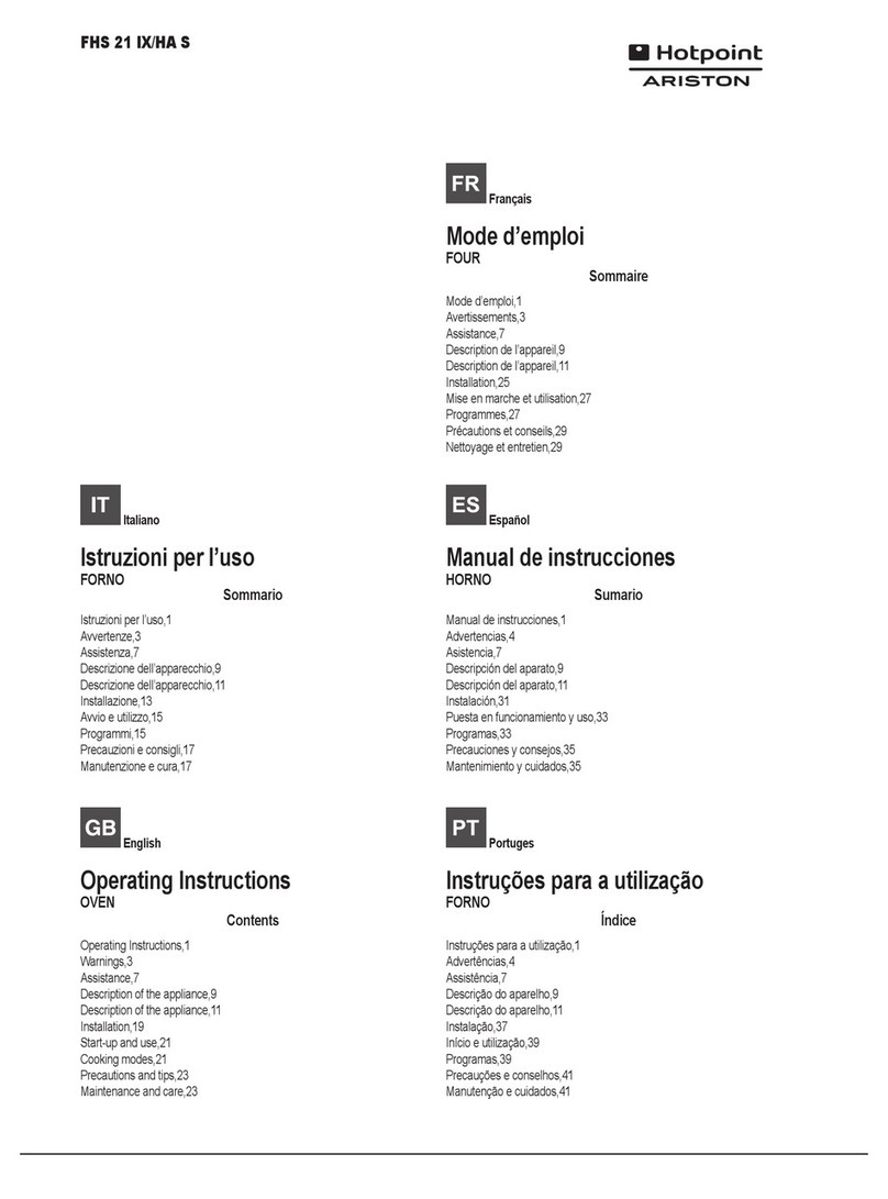 Hotpoint Ariston FHS 21 IX/HA S operating instructions