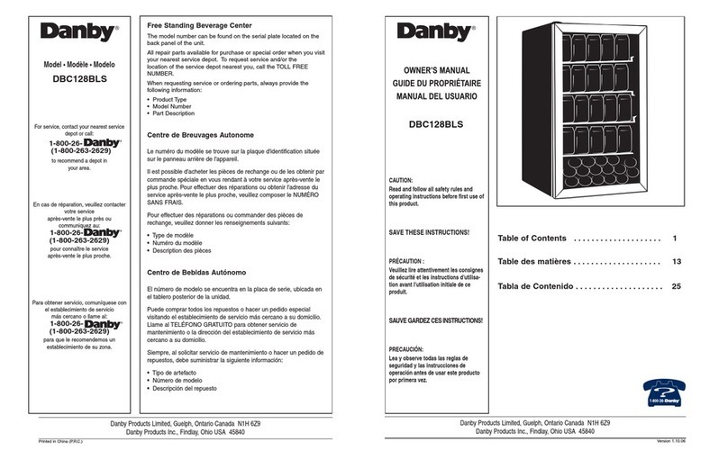 Danby DBC128BLS owner's manual