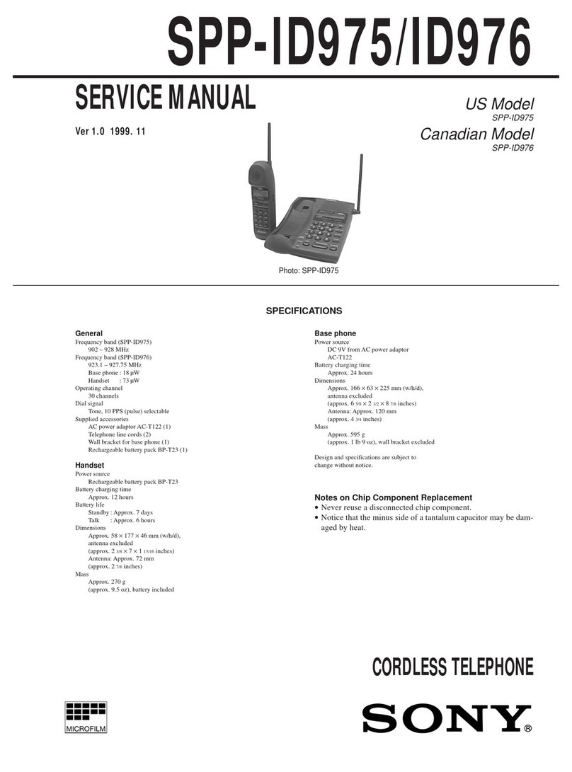 Sony SPP-ID975 - Cordless Telephone Service manual