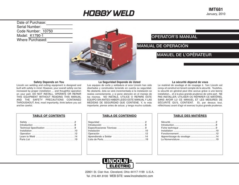 Lincoln Electric HOBBY WELD K1790-1 Operator's manual